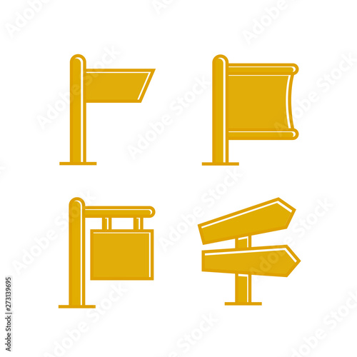 yellow wooden signpost and signage icons