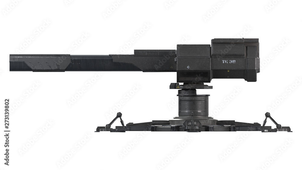 Scifi turret 3d rendering over white background Scifi turret 3d rendering over white background
