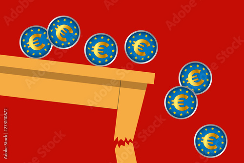 Concept de la crise monétaire internationale avec la guerre commerciale, symbolisée par la chute de l’euro et de l’économie européenne.