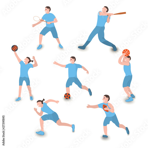 Set of player icon. Sport label on white Background. Character Cartoon style. Vector Illustration © apvaper