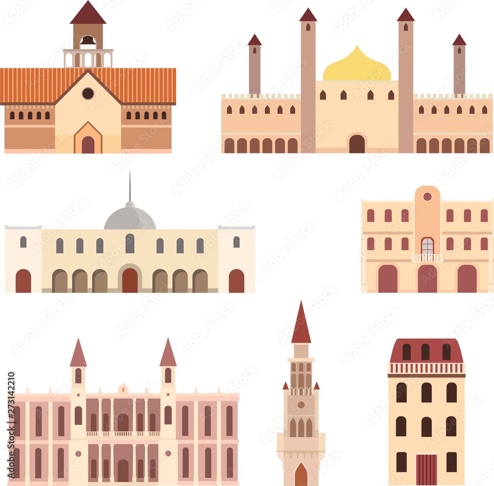 Obraz premium Historical and religious buildings. Minimal vector sights
