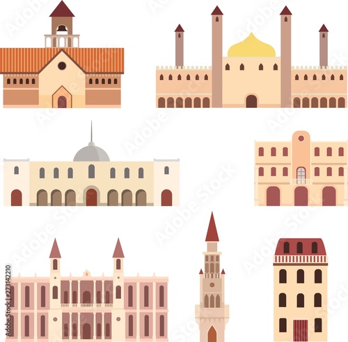 Historical and religious buildings. Minimal vector sights