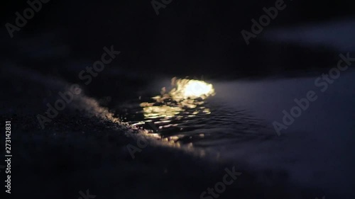 close up of moon reflection in water