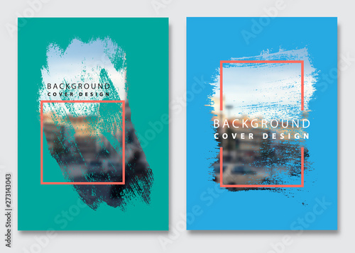 Vector paint brush clipping masks for flyer, presentation, brochure, banner, poster design. City blur background.