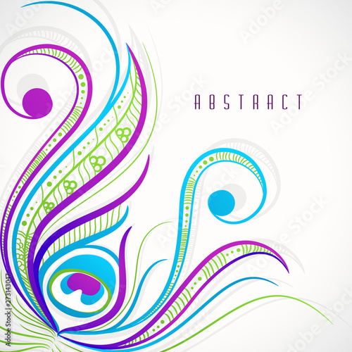 Stylish colorful floral design of peacock feather.