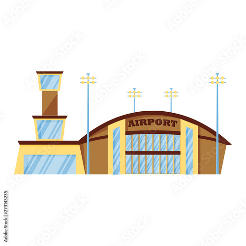 Isolated modern airport in metropolis. Concept in flat vector style.
