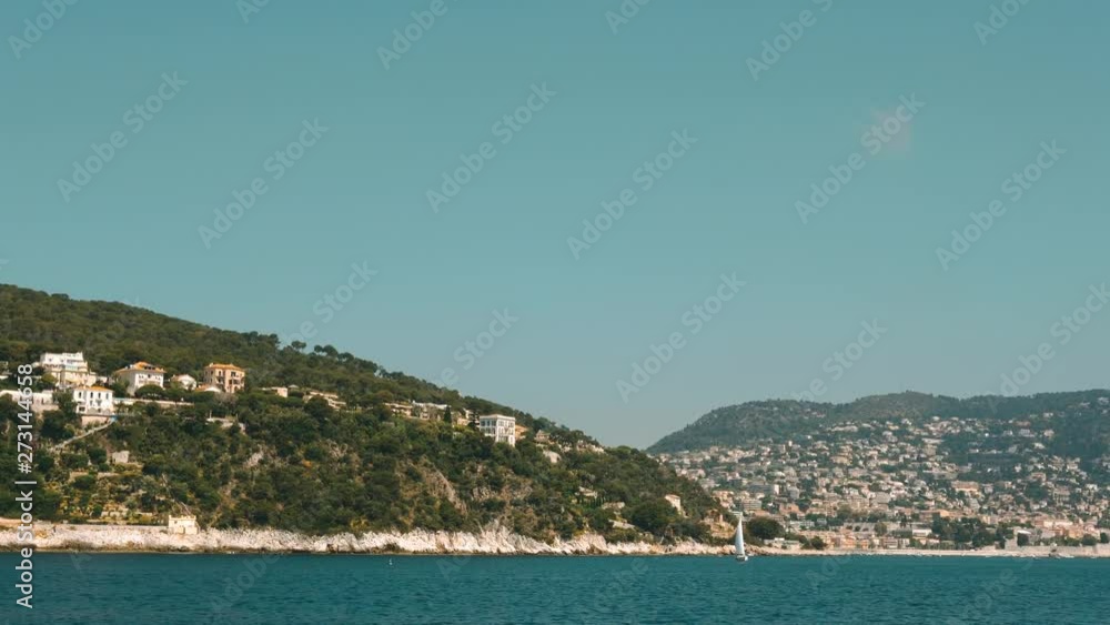 Great panorama of Nice viewed from sea. Lagune. Sunny day. Great panorama of Nice viewed from sea. Lagune. Sunny day.