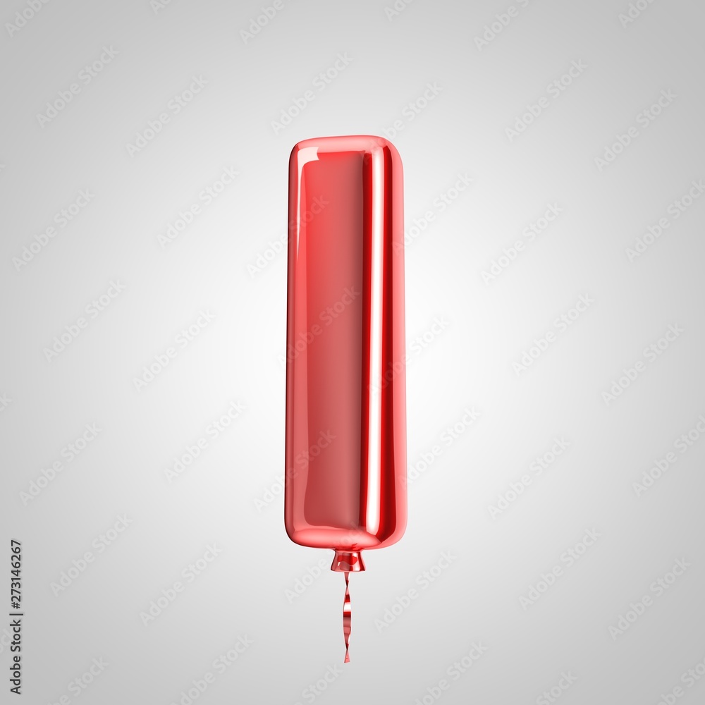 Shiny metallic red balloon letter L lowercase isolated on white background Shiny metallic red balloon letter L lowercase isolated on white background