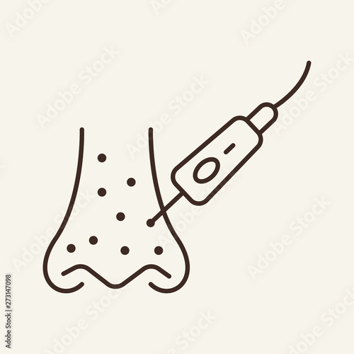 Peeling line icon. Face, nose, acne, laser apparatus. Beauty care concept. Vector illustration can be used for topics like skin care, dermatology, salon