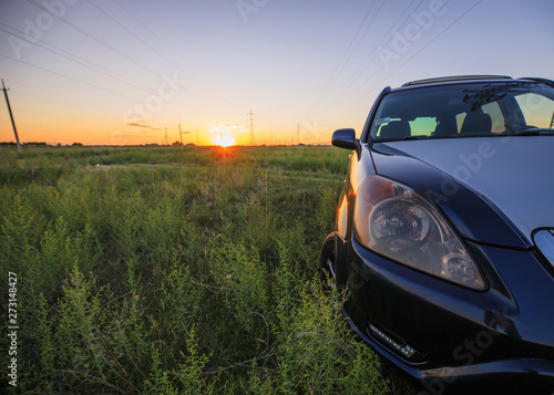 car parked in a field