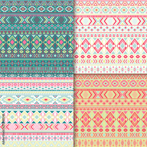 Aztec, tribal ethnic motifs geometric patterns collection.