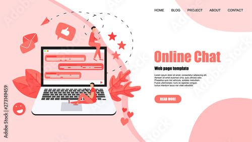 Web template with messenger. Online chat concept.	