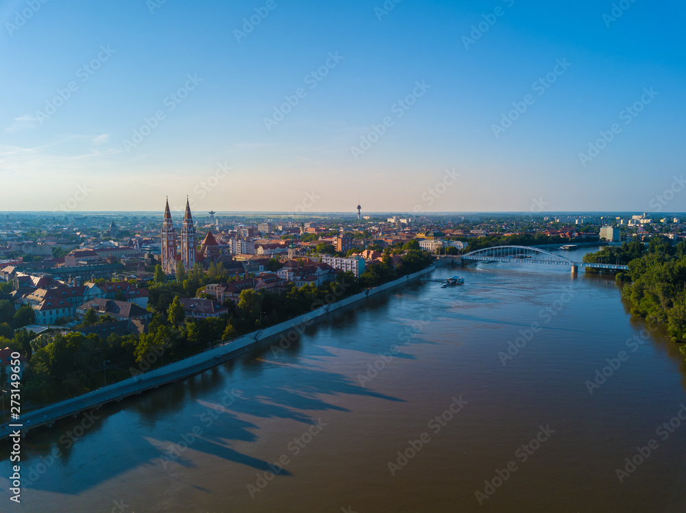 Aerial skyline of Szeged, Hungary