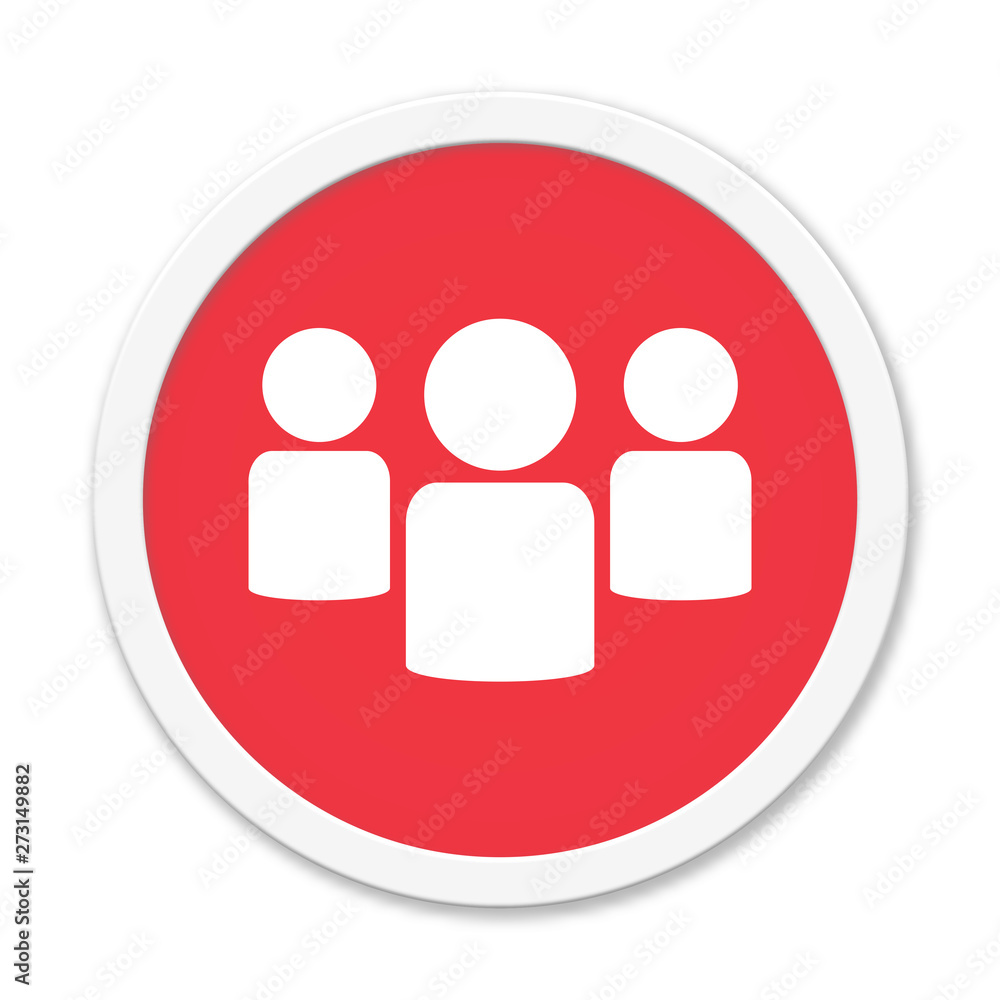 Runder roter Button zeigt Gruppe Runder roter Button zeigt Gruppe