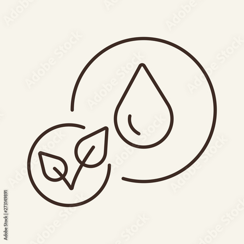 Herbal cream line icon. Leaf, liquid, drop of water, symbols. Beauty care concept. Vector illustration can be used for topics like cosmetology, skin moistening, natural cosmetics
