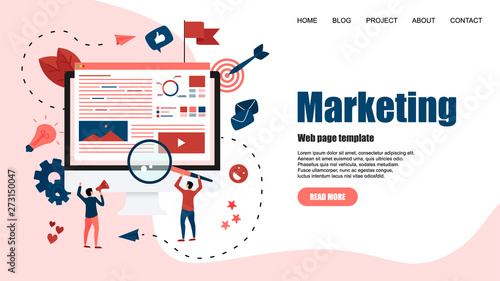 Web Template. Concept for Digital marketing agency, digital media campaign flat vector illustration	