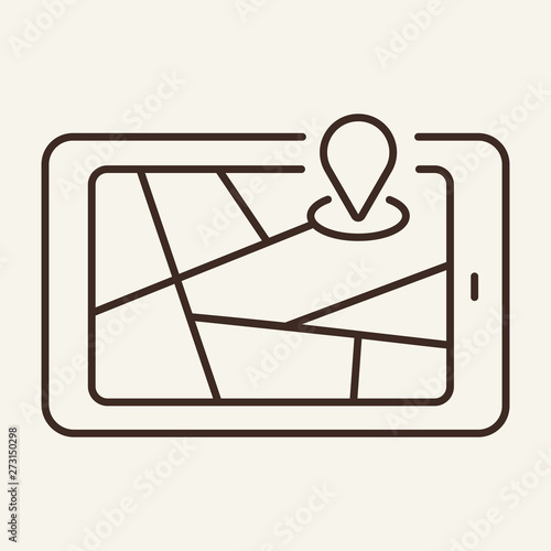 Navigator in phone line icon. Warning, transport, safety. Road traffic concept. Vector illustration can be used for topics like road safety, travelling, traffic photo