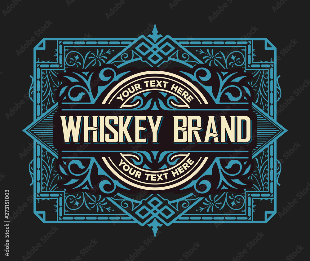 Whiskey label for packing. Vector layered