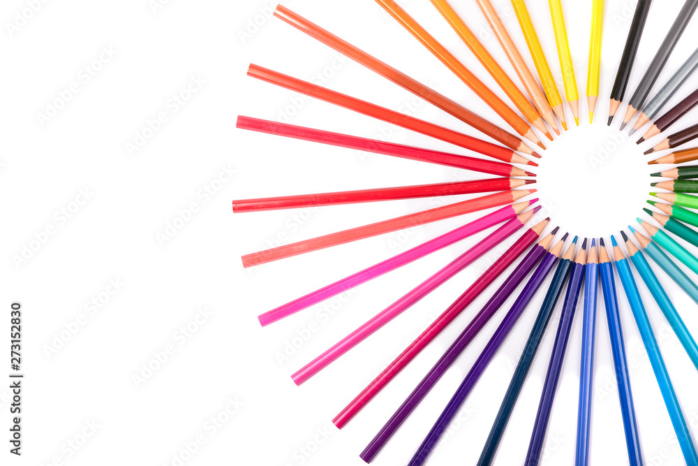 Obraz premium Colored pencils on white background