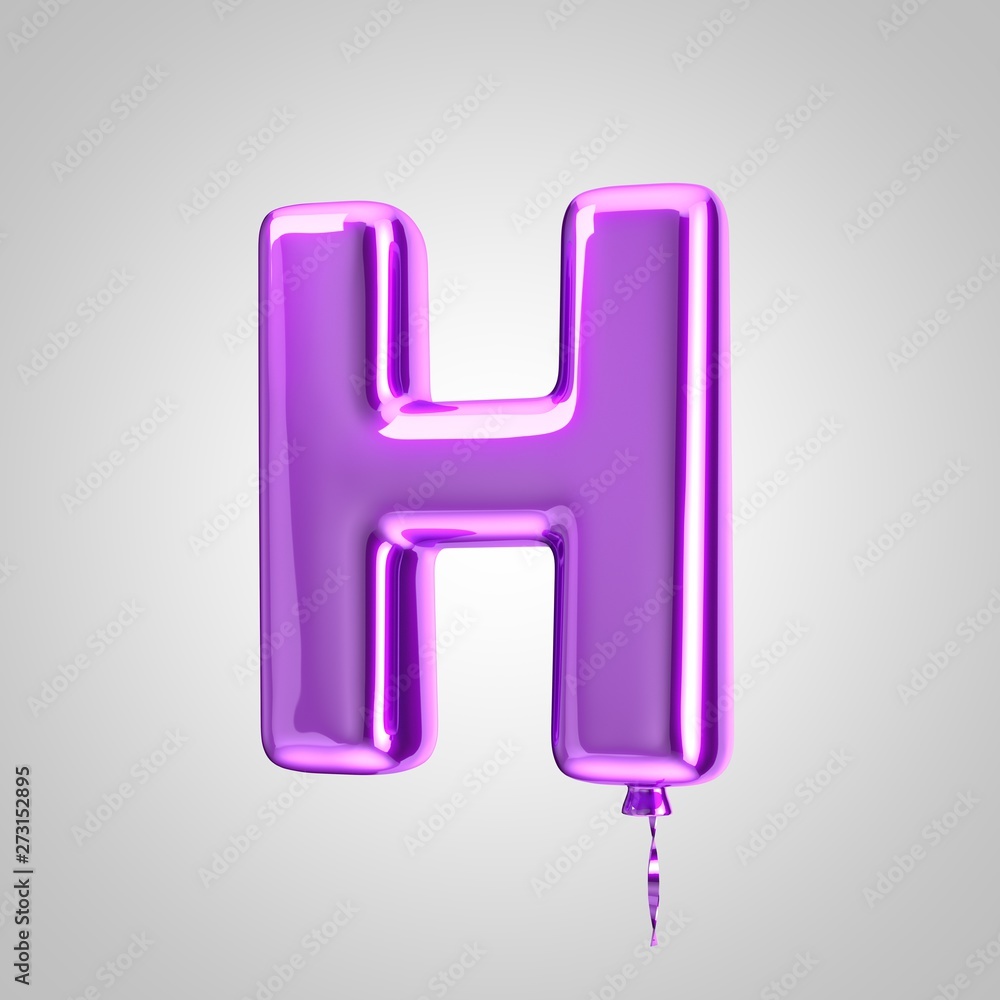 Shiny metallic violet balloon letter H uppercase isolated on white background Shiny metallic violet balloon letter H uppercase isolated on white background