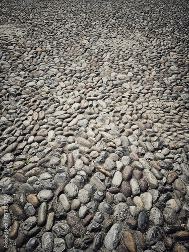 Pavement made of round stones