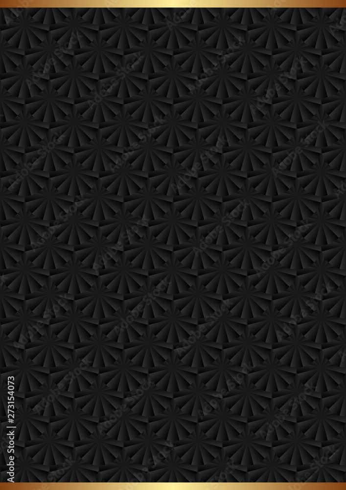 black background with decorative pattern and golden border