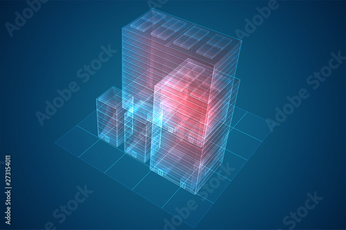 vector skyscraper. group of buildings on a colored background.