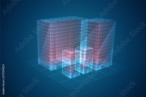 vector skyscraper. group of buildings on a colored background.