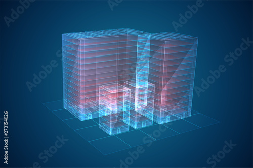 vector skyscraper. group of buildings on a colored background.