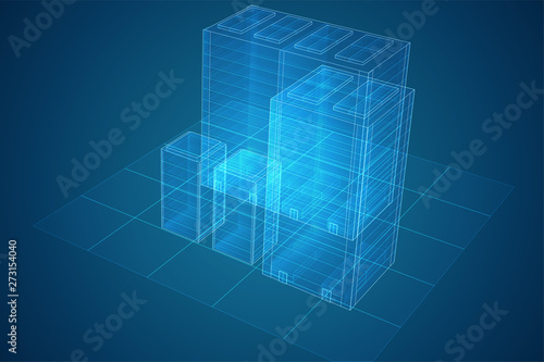 vector skyscraper. group of buildings on a colored background.