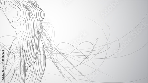 Abstract vector background of lines and points, curved beautiful shapes.