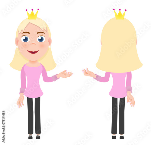 Vector cartoon character in a flat style. Princess