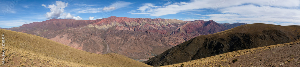 Valley of Humahuaca with the famous colored mountain, cerro de 14 colores