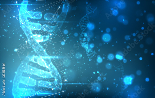 vector. part of the human dna. 3d triangular abstract style.