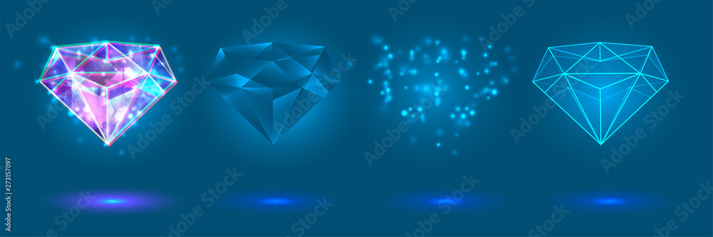 vector crystal. power and energy of the elements. blue, violet, neon glow. vector crystal. power and energy of the elements. blue, violet, neon glow.