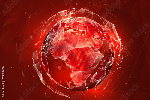 vector globe, planet earth, from dots. concept bigdata, processing and data collection