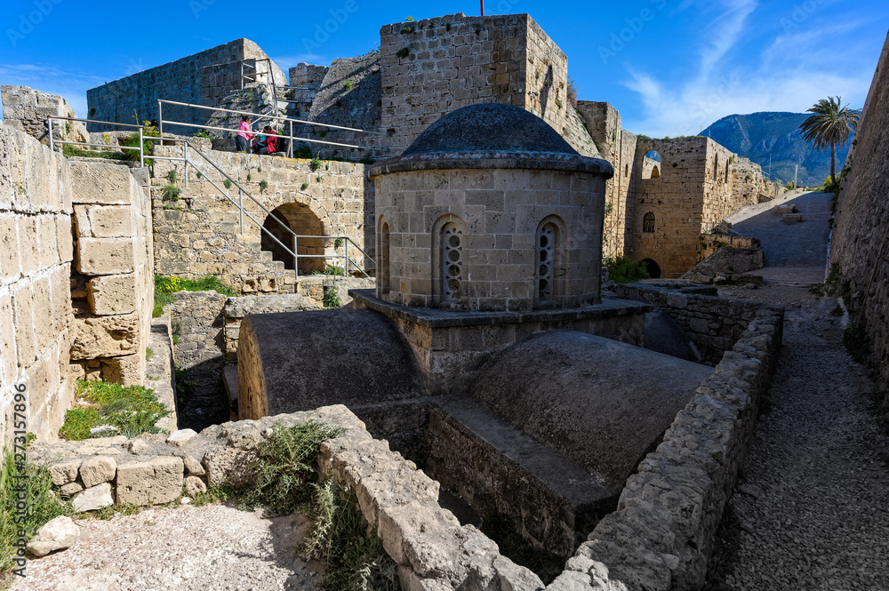 View of the 12th-century Byzantine Chapel of St George at Kyrenia castle in Cyprus