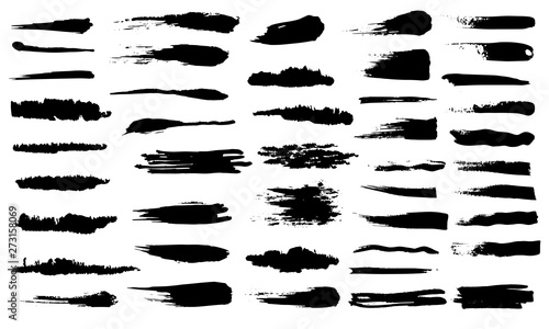 Set of black paint  ink brush strokes  brushes  lines  grungy.  Vector illustration.