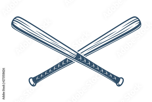 Baseball bats crossed vector logo or sign, gangster style theme.