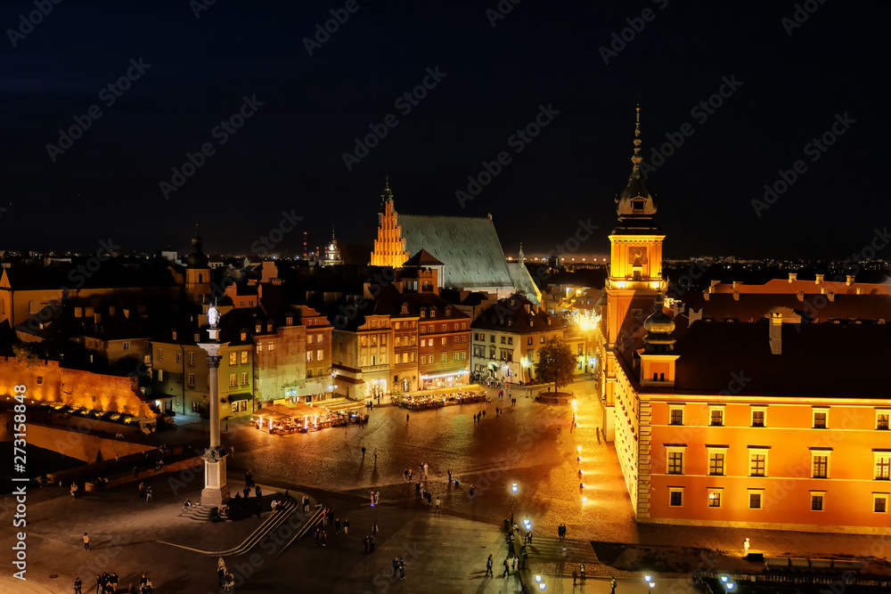 Fototapeta premium Warsaw at night from top of the tower, Poland