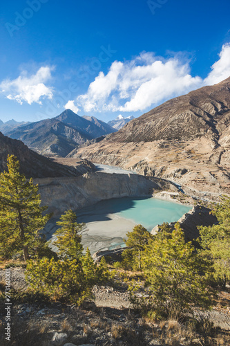 Gangapurna lake in Himalaya mountains in Nepal