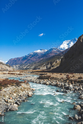 Marsyandi Rive. Nepalese Himalayas mountains