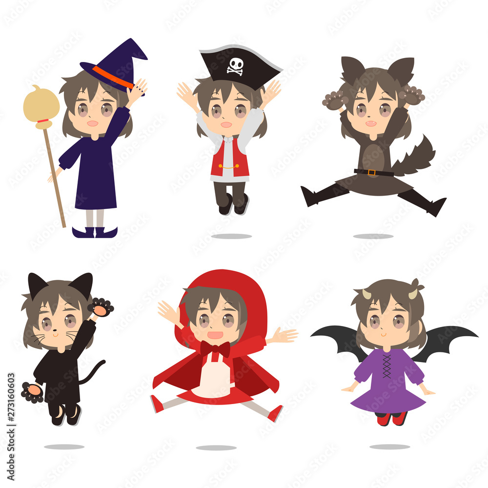 ハロウィン仮装をする女の子セット ハロウィン仮装をする女の子セット