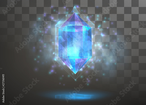 vector crystal. power and energy of the elements. blue, violet, neon glow.