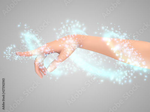 female vector hand with a gesture pointing to the side