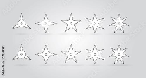 Various types of vector ninja throwing stars