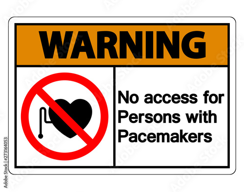  Warning No Access For Persons With Pacemaker Symbol Sign Isolate On White Background,Vector Illustration