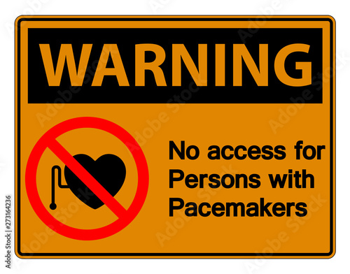  Warning No Access For Persons With Pacemaker Symbol Sign Isolate On White Background,Vector Illustration