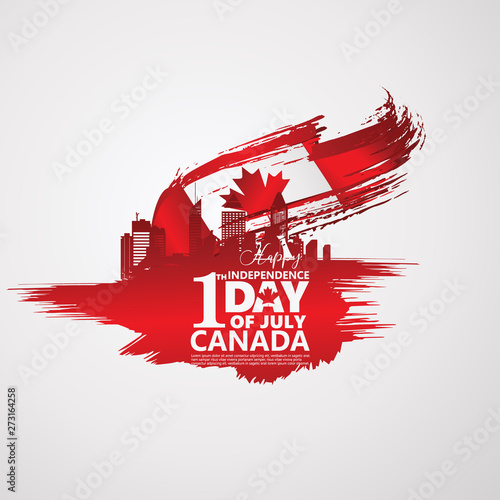 First of July Canada Day, greeting card background with typography design,