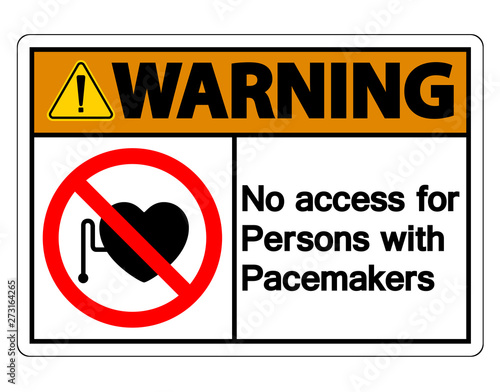  Warning No Access For Persons With Pacemaker Symbol Sign Isolate On White Background,Vector Illustration